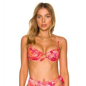 L*Space Rose Bikini Top in Pink Floral Size Small Underwire NWT